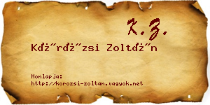 Körözsi Zoltán névjegykártya